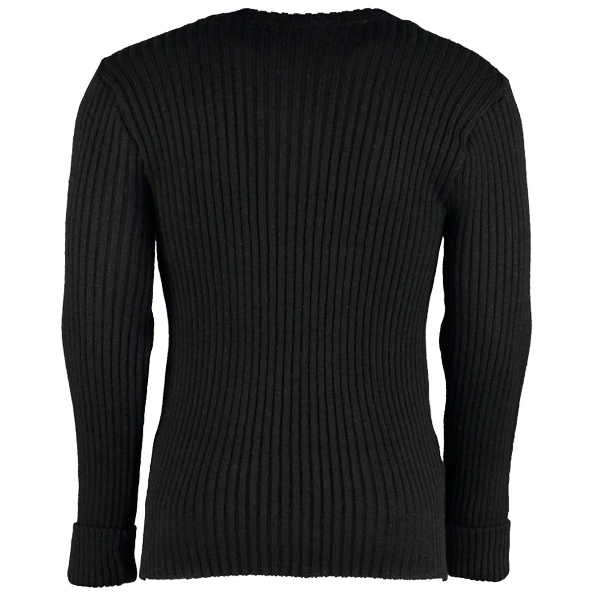 rear view of wellbeck woolly pully crew neck sweater no patches black