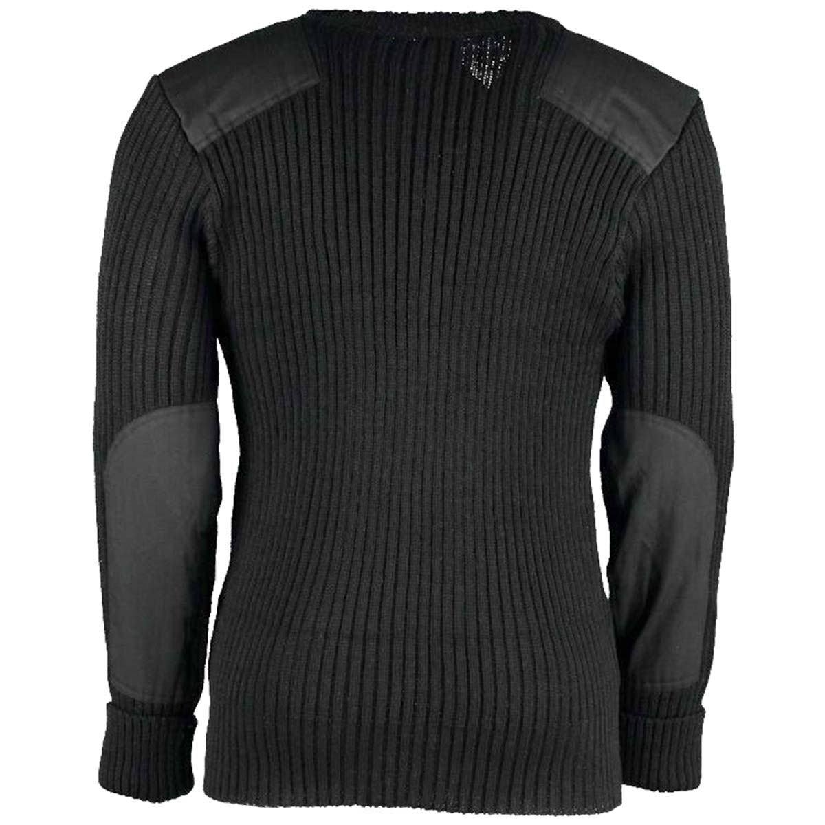 rear view of woolly pully nato vee neck sweater 9043 black