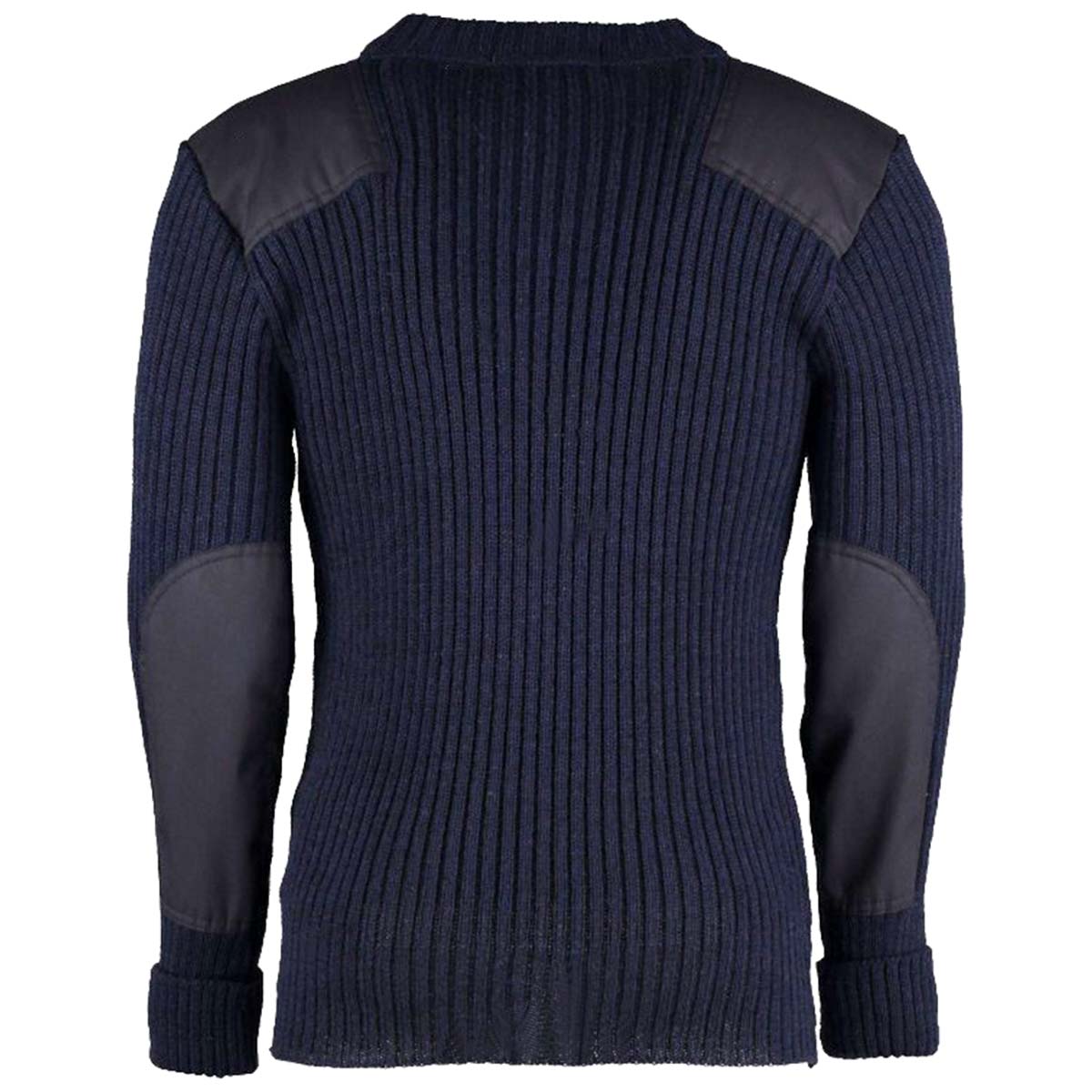 rear view of woolly pully nato vee neck sweater 9043 navy