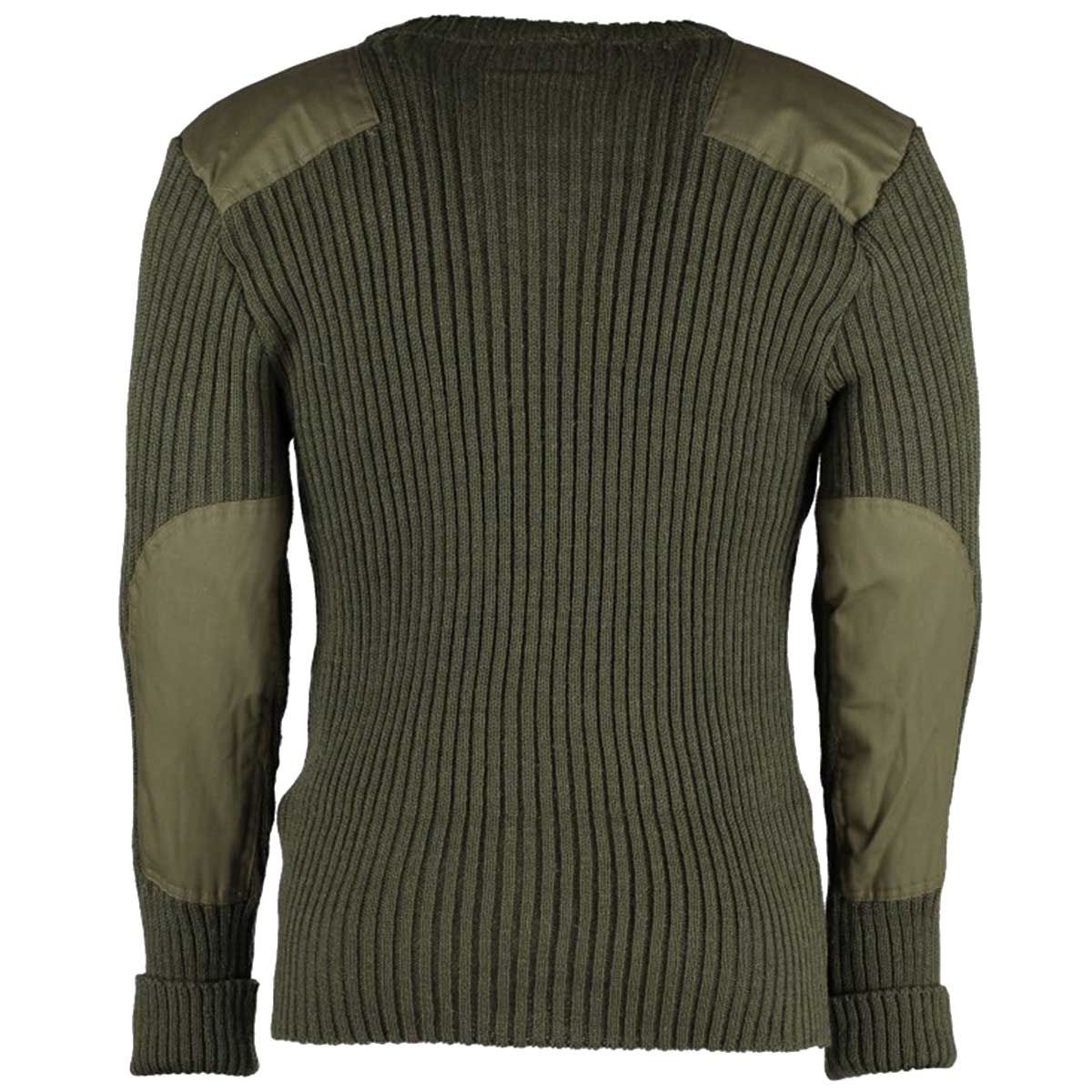 rear view of woolly pully nato vee neck sweater 9043 olive