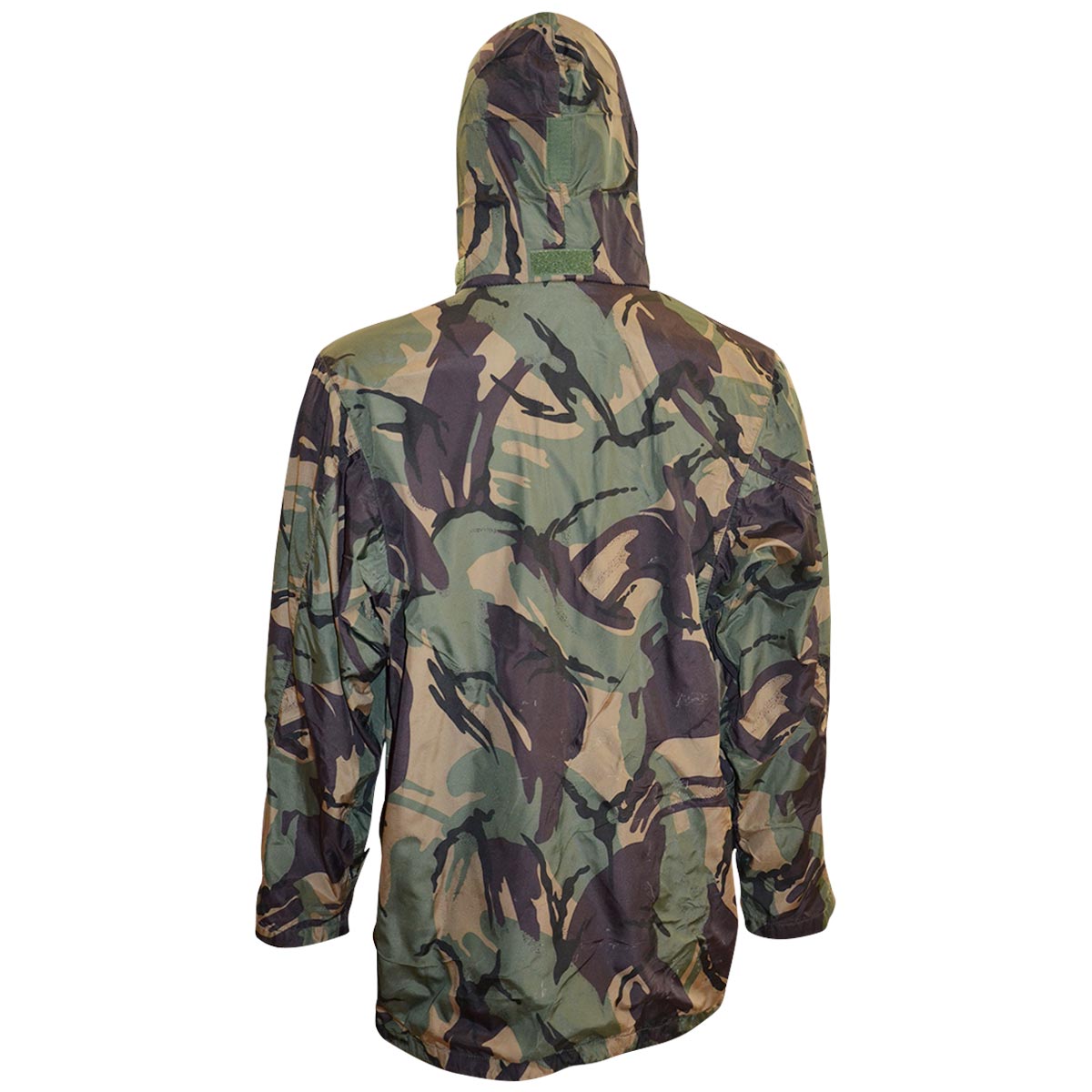 rear view with hood up british army dpm camo ripstop waterproof jacket
