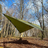 recycled olive tarp 3 dd hammocks shade sail setup