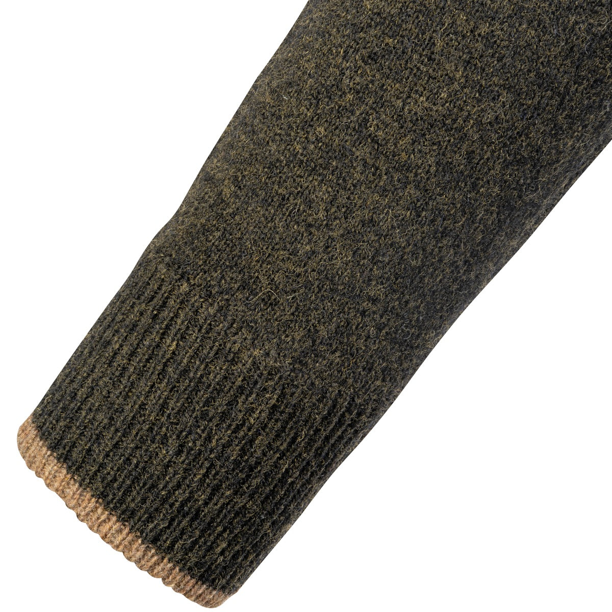 ribbed cuffs on jack pyke ashcombe zipknit olive sweater