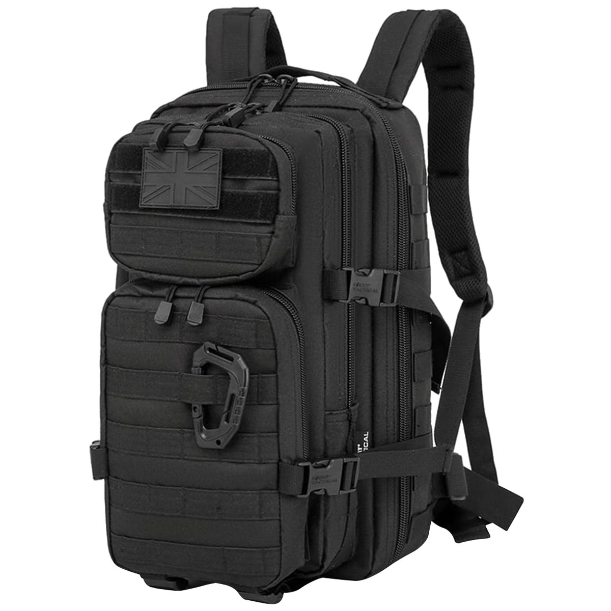 side angle of black kombat 28l molle backpack