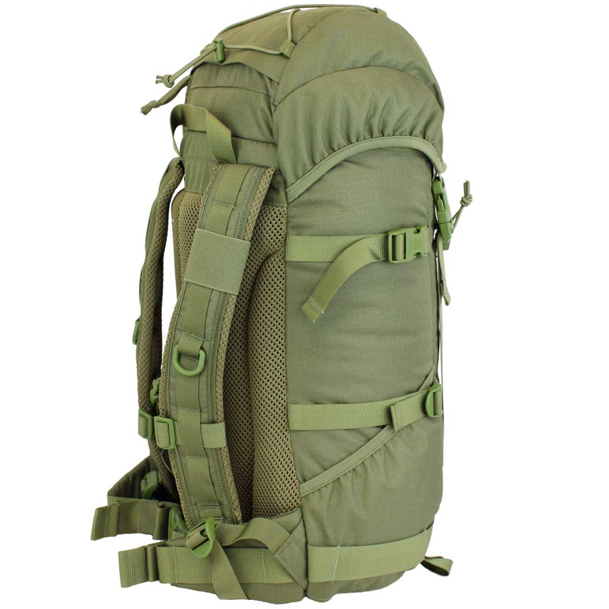 side angle of karrimor-sf sabre 30 litre daypack olive green