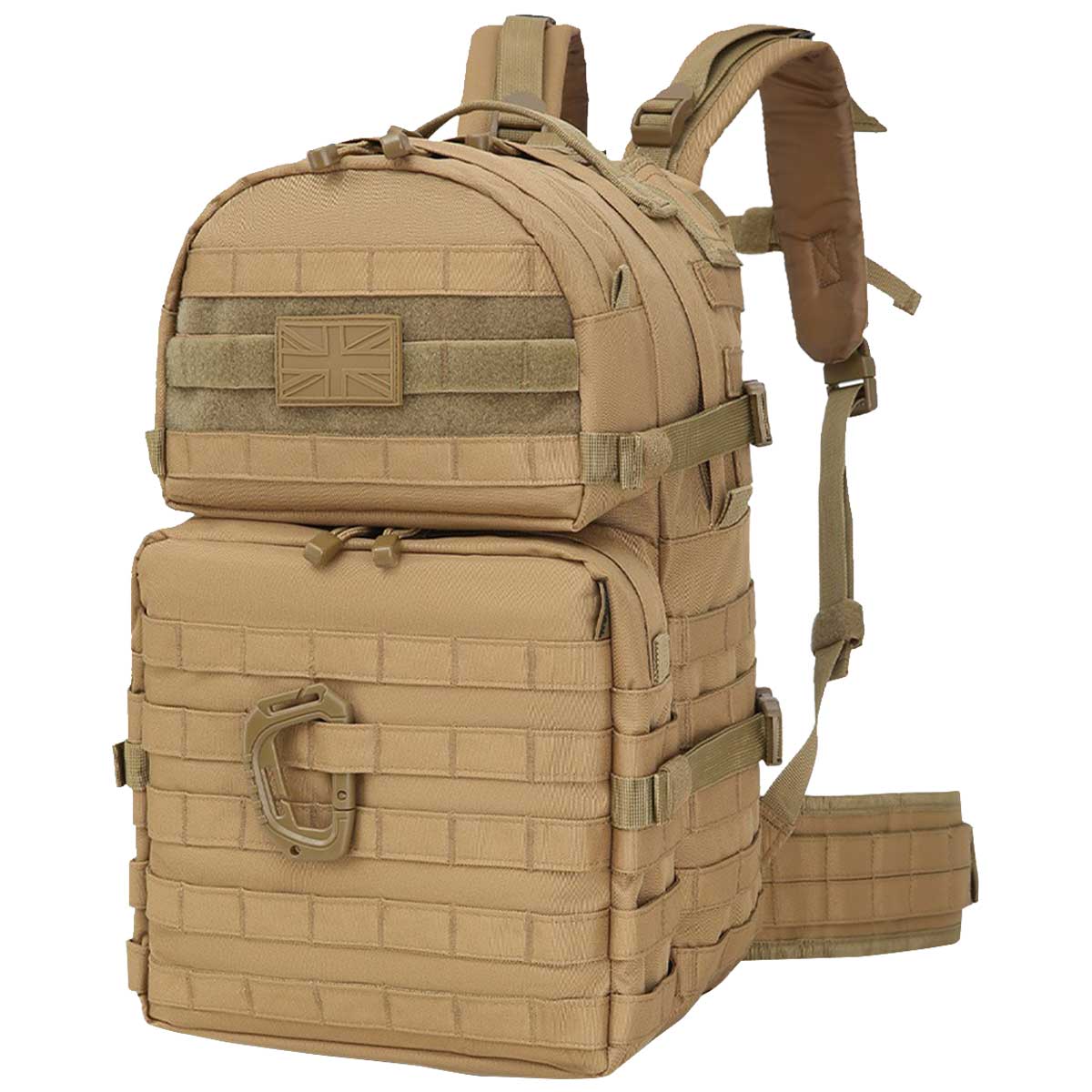 side angle of kombat coyote 40l molle assault pack