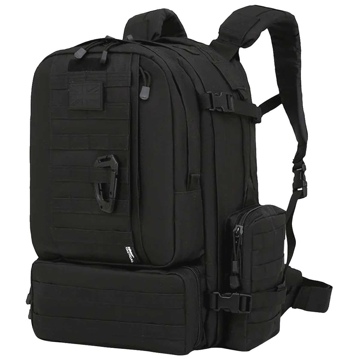 side angle of kombat viking black molle patrol pack