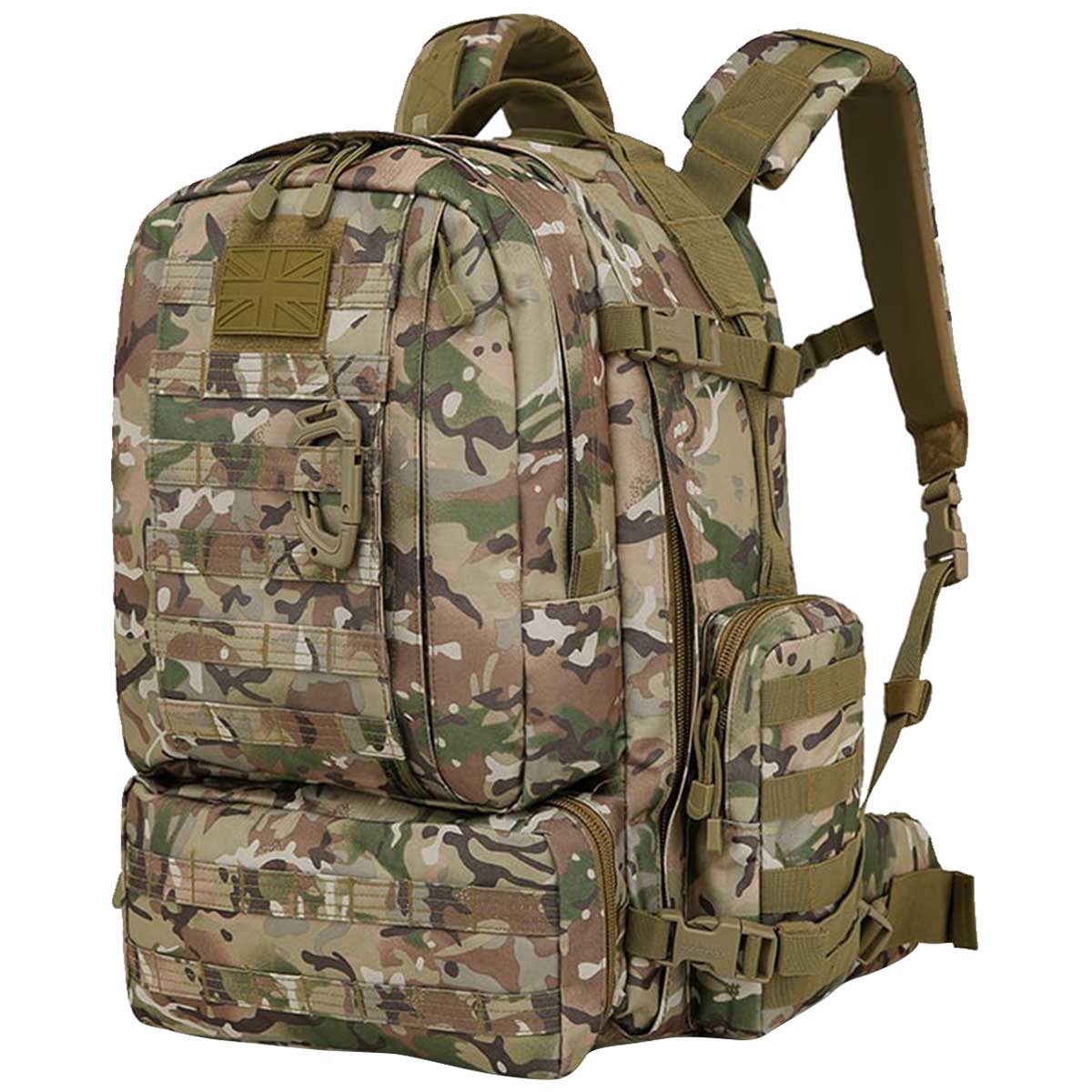 side angle of kombat viking btp camo molle patrol pack