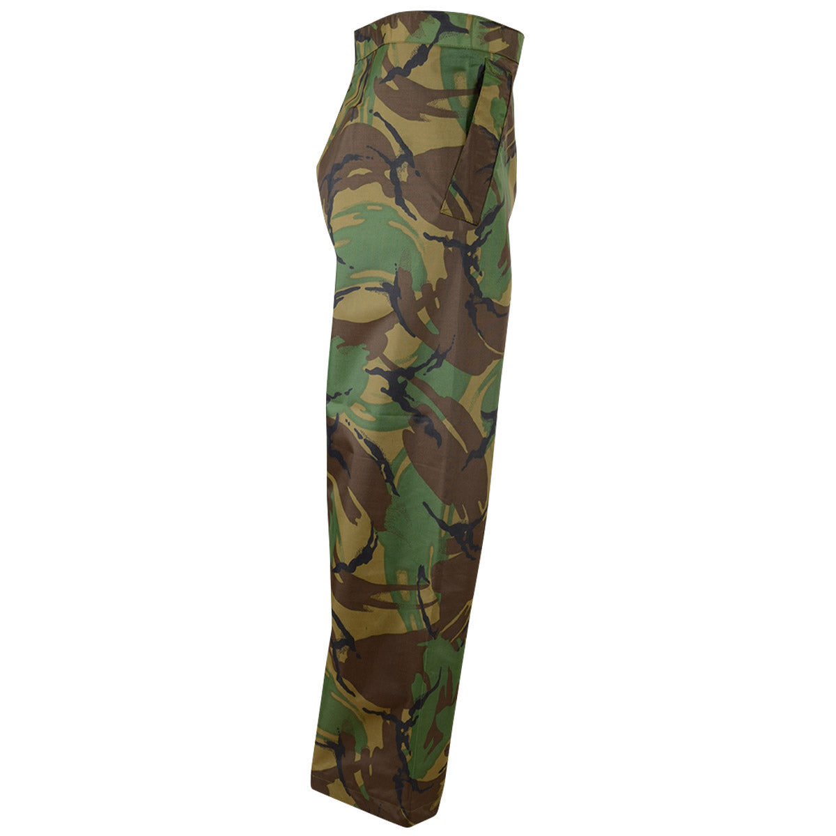 side view british army pvc waterproof trousers dpm camo