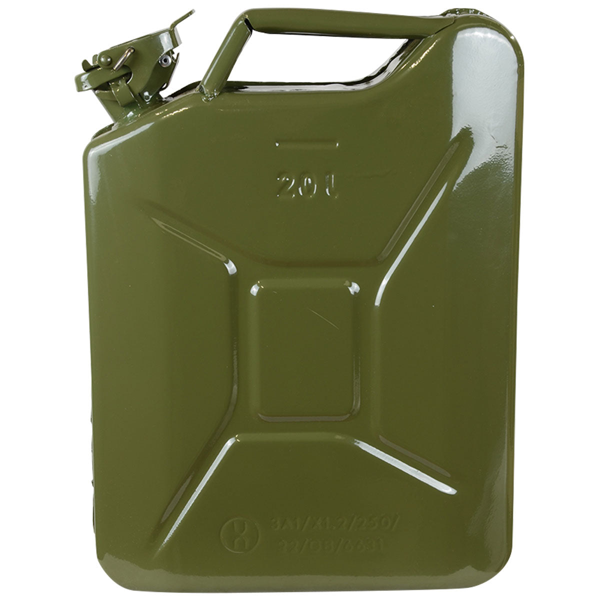 side view non wavian steel site jerry can 20l olive