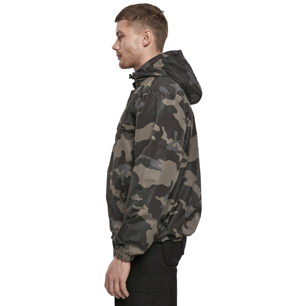 side view of brandit summer dark camo windbreaker