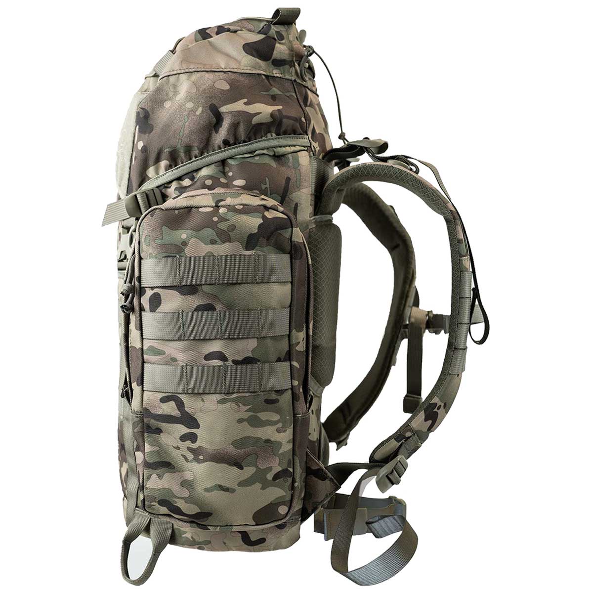 side view of highlander forces elite pack 33l hmtc camo