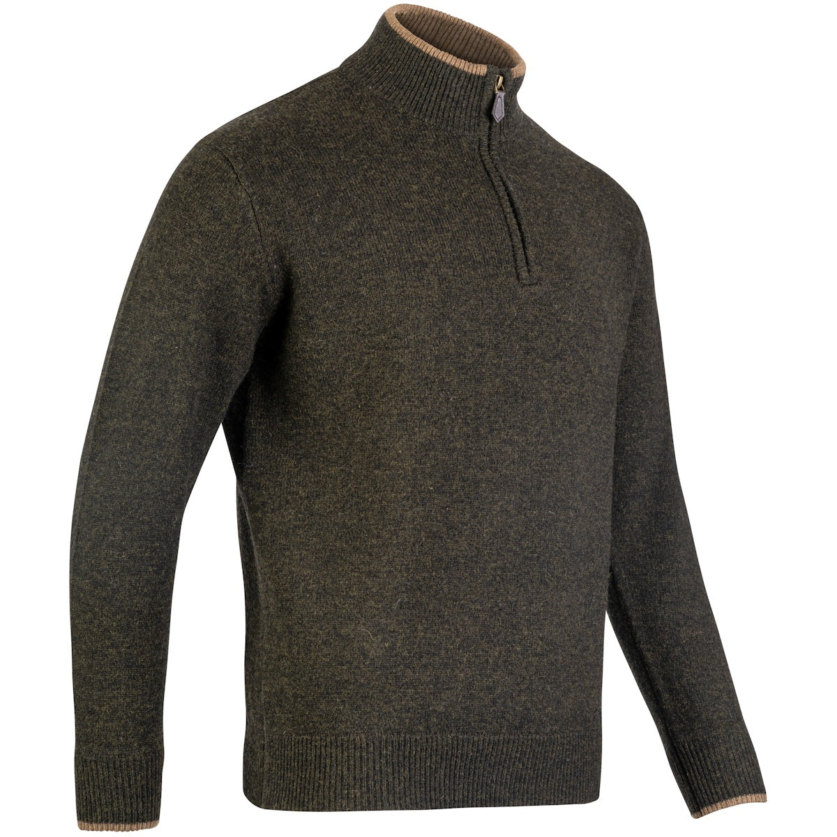 side view of jack pyke ashcombe zipknit dark olive jumper wool knitwear