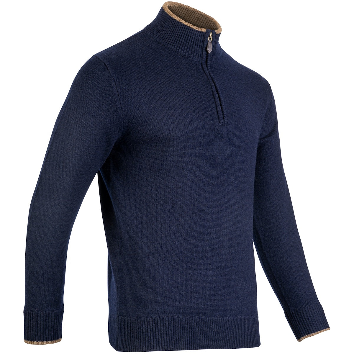 side view of jack pyke ashcombe zipknit navy blue jumper wool knitwear