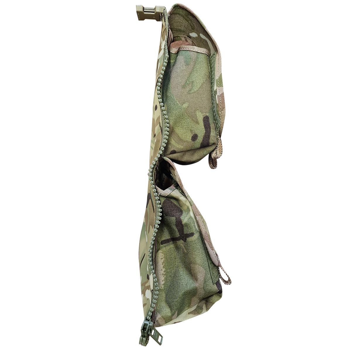 side view of marauder bergen assault side pocket mtp camo