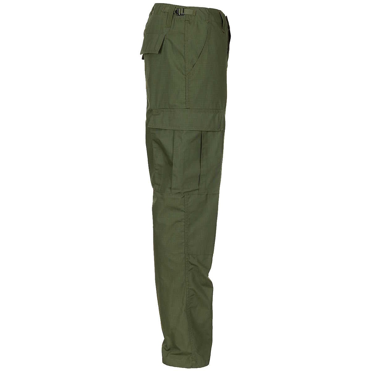 side view of olive green mfh bdu ripstop trousers