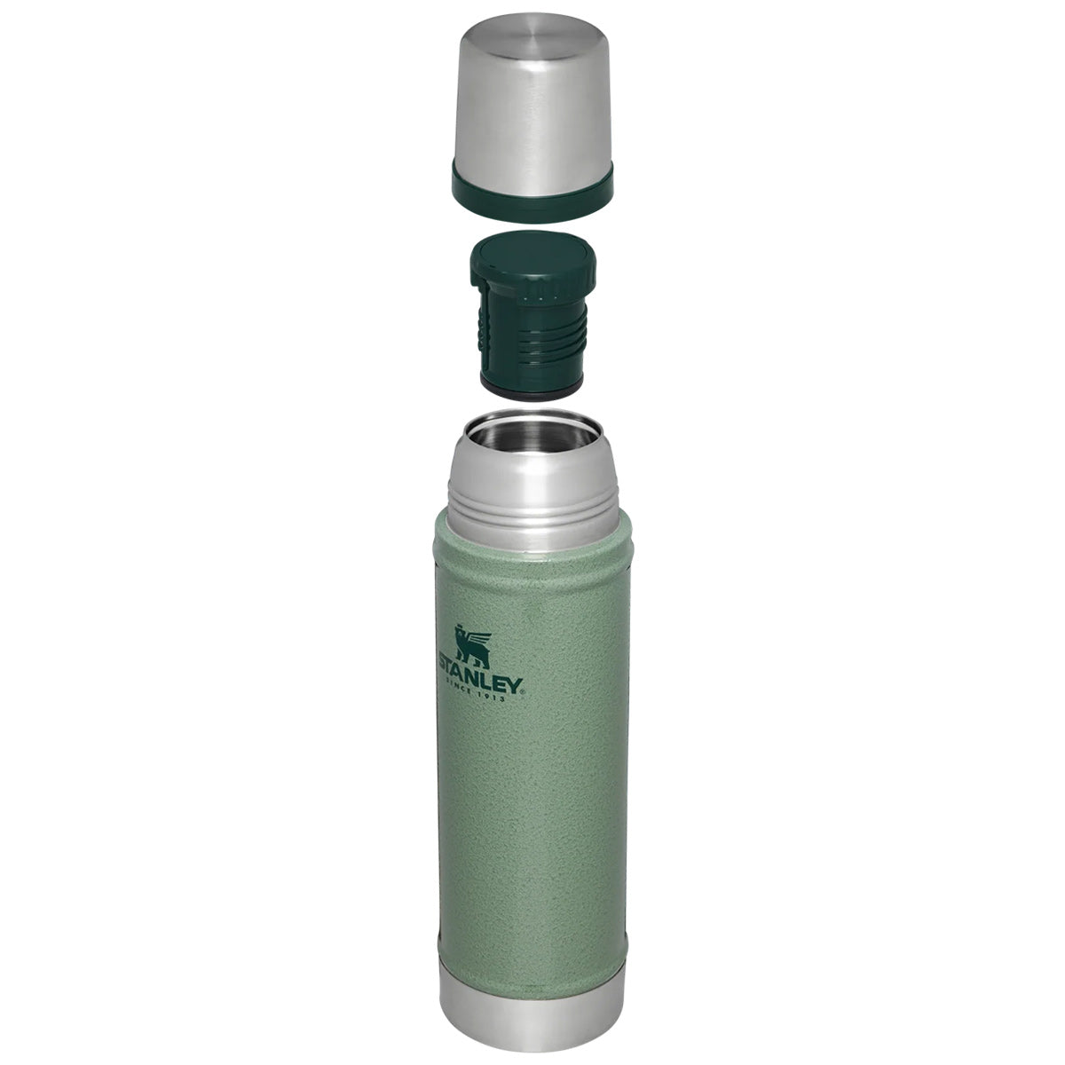 stanley classic legendary vacuum thermos flask 590ml hammertone green sealed lid mechanism