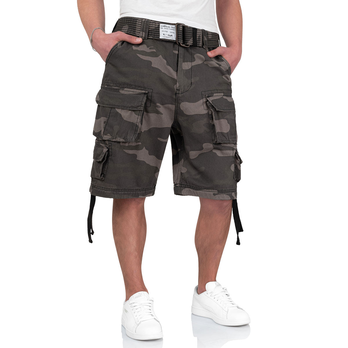surplus raw vintage division shorts black camo