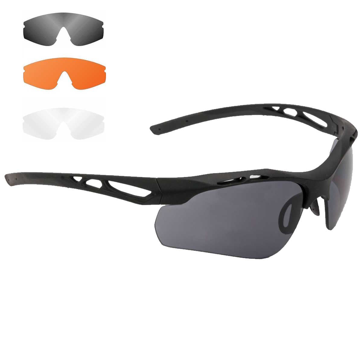 swiss eye attac tactical glasses black frame smoke orange clear lens