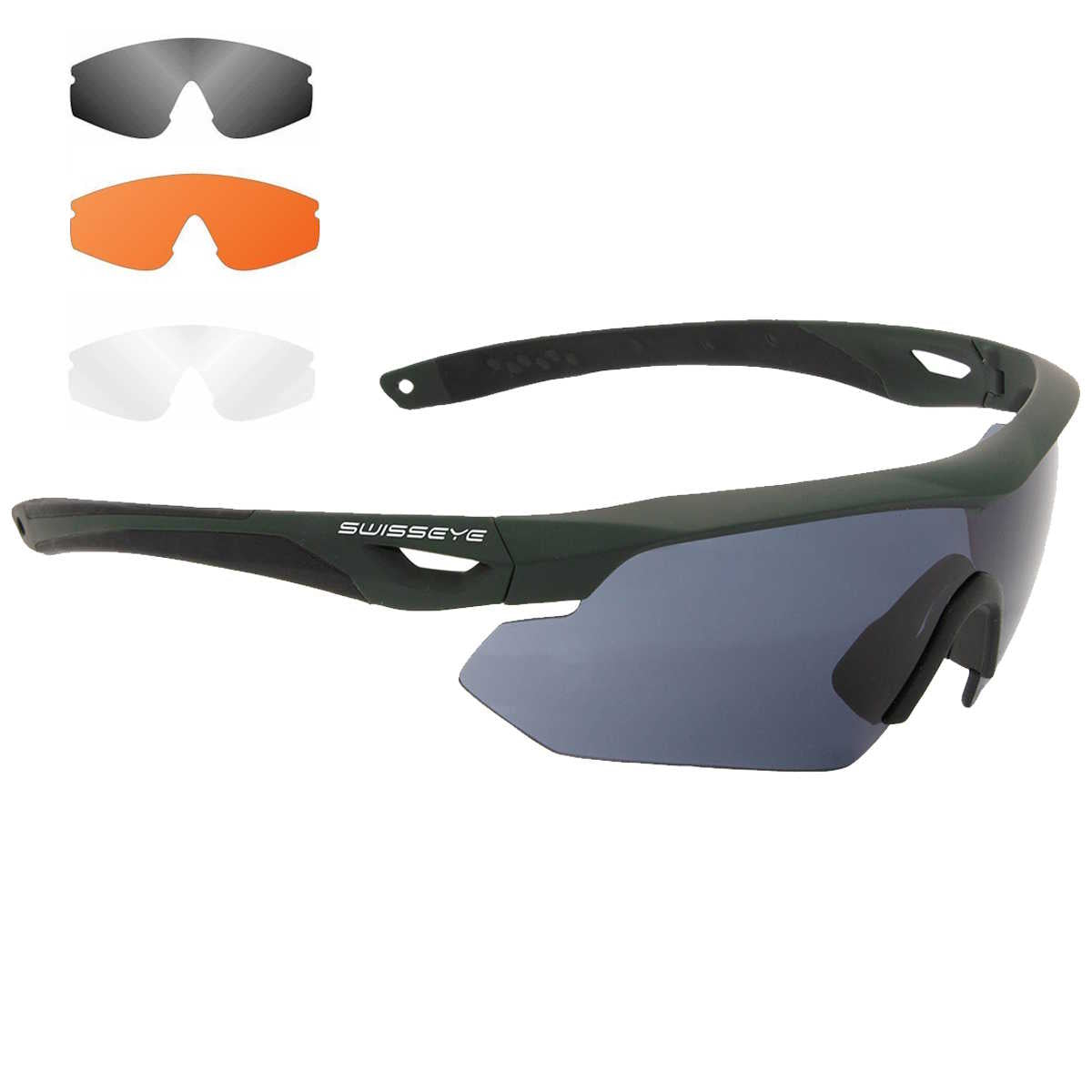 swiss eye nighthawk tactical glasses green frame smoke orange clear lens
