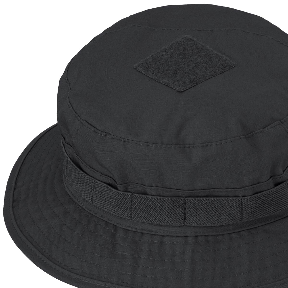 top velcro patch and elastic loops on helikon cpu black boonie hat
