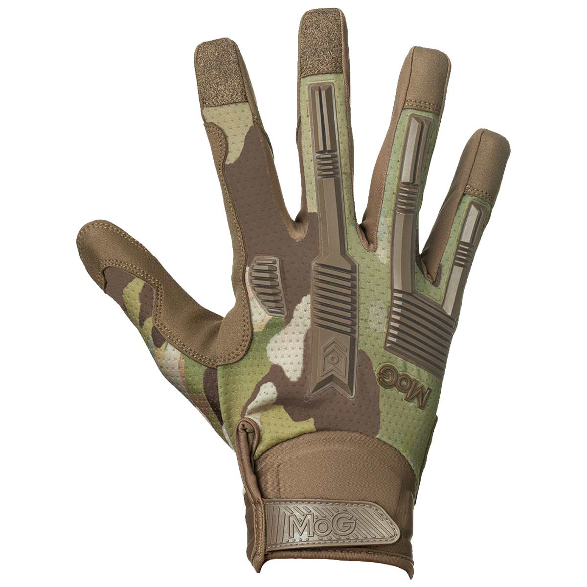 top view of hand on master of gloves target high abrasion tactical glove ergoshield multicam