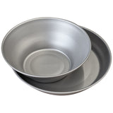 top view of lifeventure titanium camping plate and bowl set