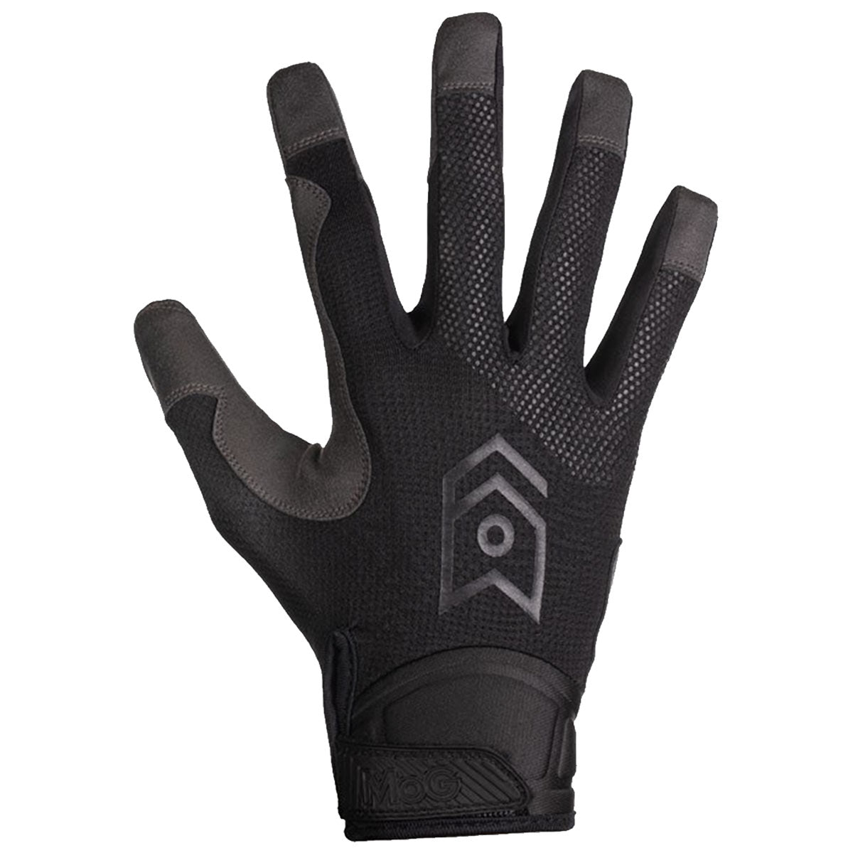 top view of mog target high abrasion tactical glove black