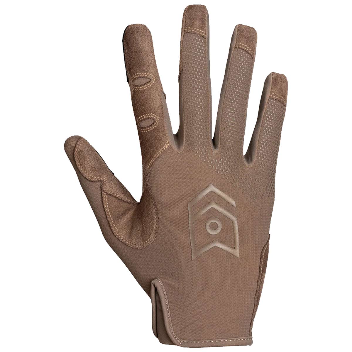 top view of mog target light duty tactical glove group coyote brown