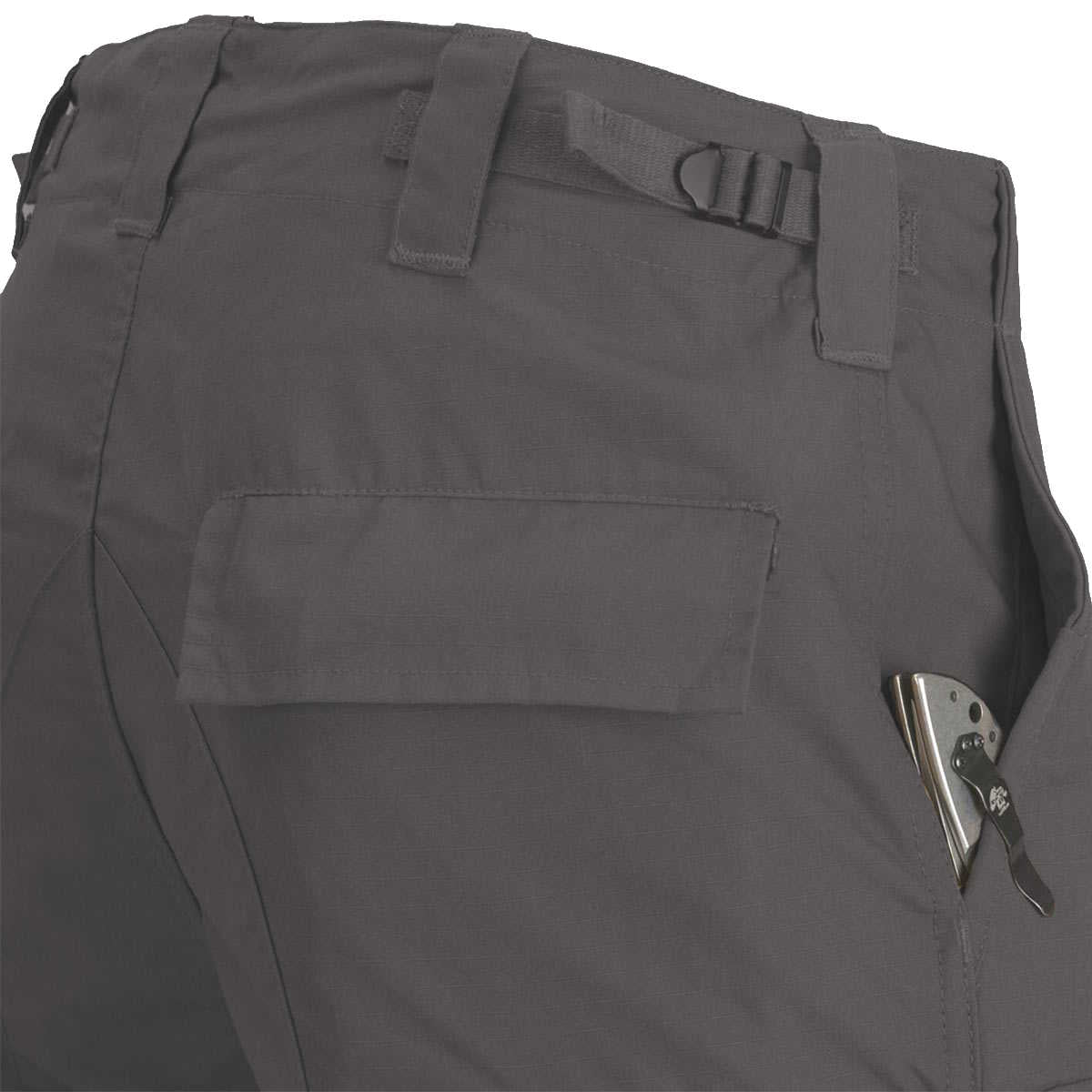 waist adjuster on helikon bdu mk2 grey trousers
