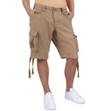 waist detail on beige surplus rv airborne vintage shorts