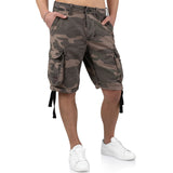 waist detail on black camo surplus rv airborne vintage shorts