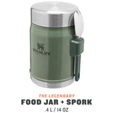 400ml legendary food jar spork hammertone green side view