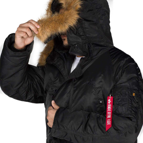 removable faux fur on black n3b parka
