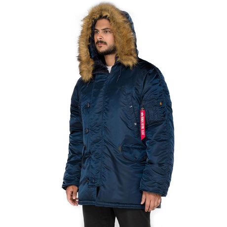 alpha n3b parka rep blue synthetic fur hood lining