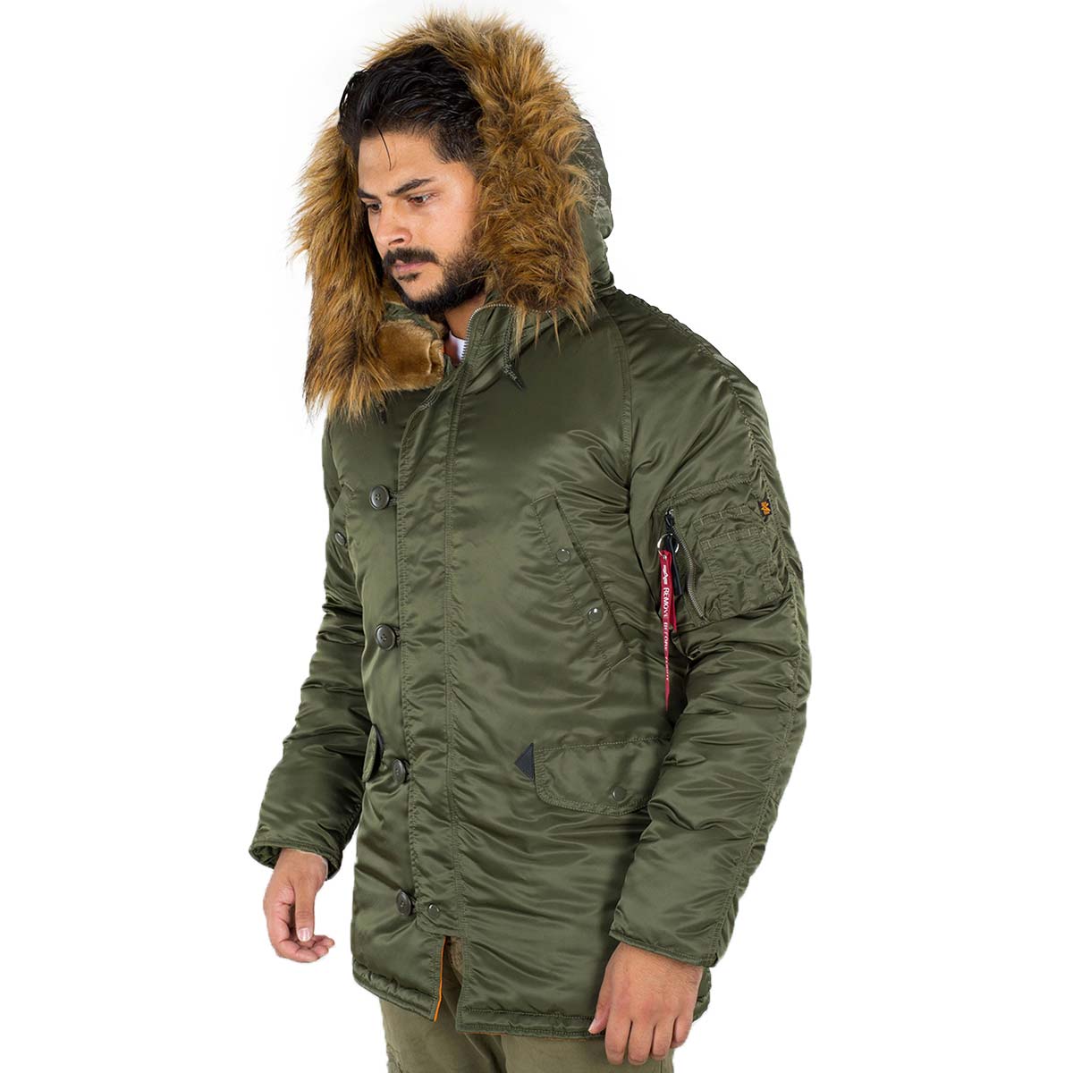 hood up alpha n3b parka vf 59 dark green