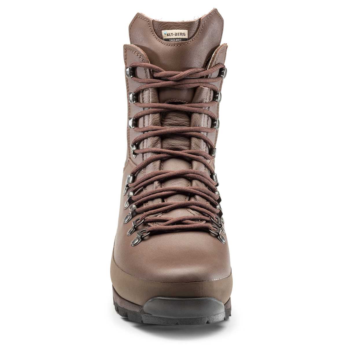 front view of altberg warrior brown boots