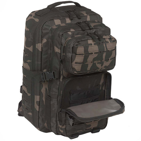 brandit large rucksack us cooper lasercut dark camo front utility pockets