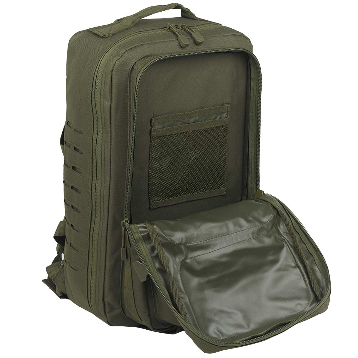 brandit us cooper lasercut large rucksack internal mesh pocket olive green