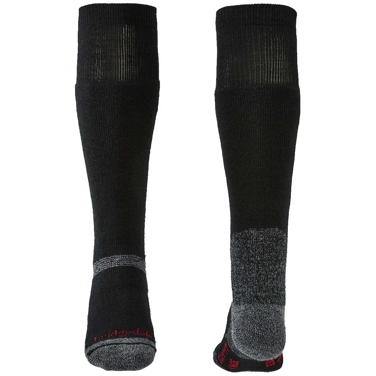 front back of bridgedale heavyweight knee sock black