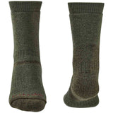 front & back of bridgedale heavyweight boot sock olive