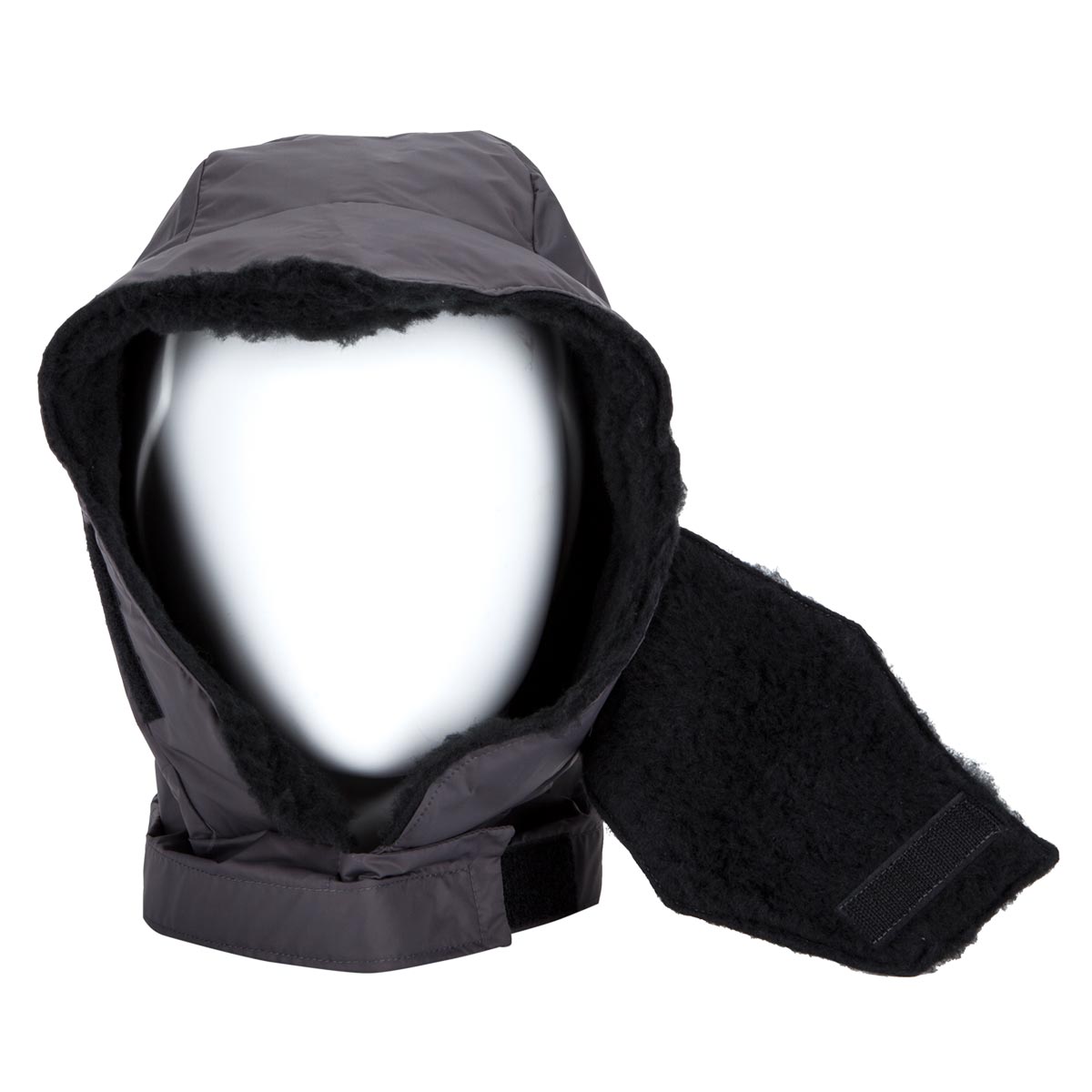 buffalo dp hood charcoal grey velcro fastening
