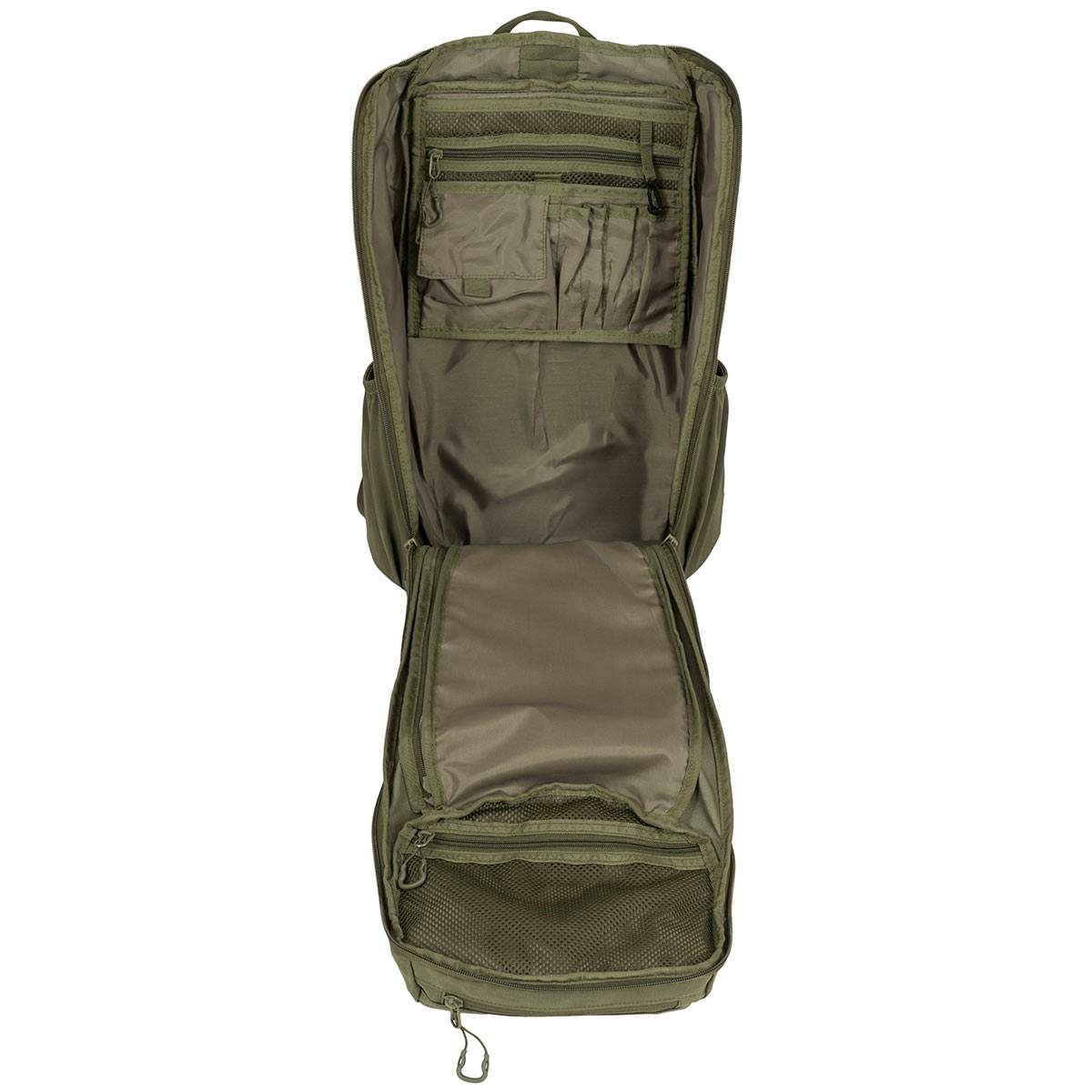 clamshell opening olive green eagle 2 backpack highlander 30l