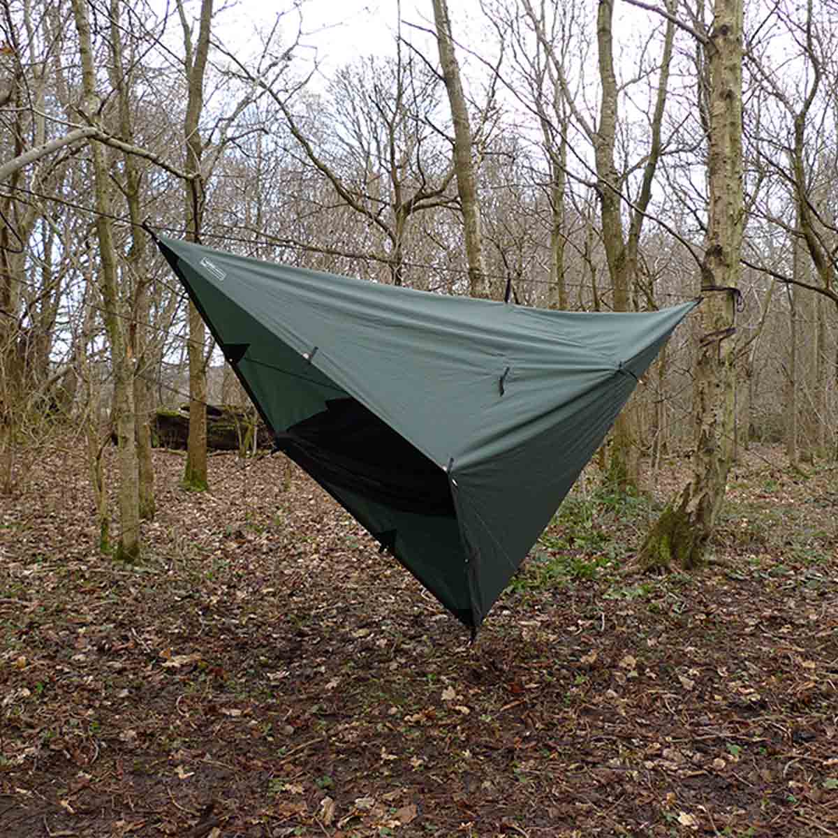 ddhammocks tarp 3x3 pro olive green partial pyramid