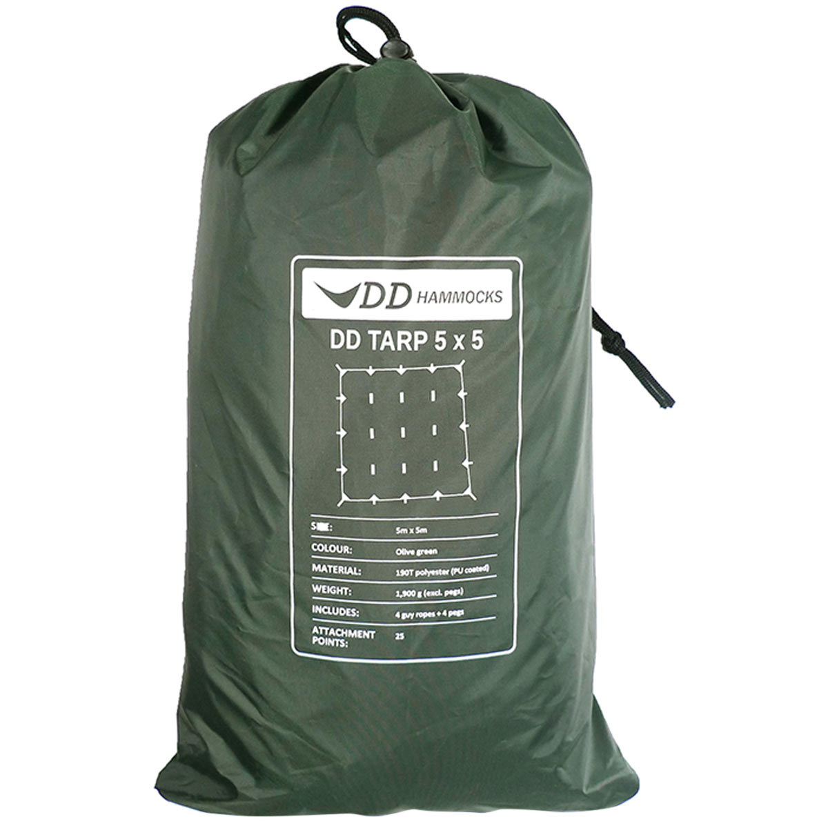 ddhammocks tarp 5x5 olive green stuffsack
