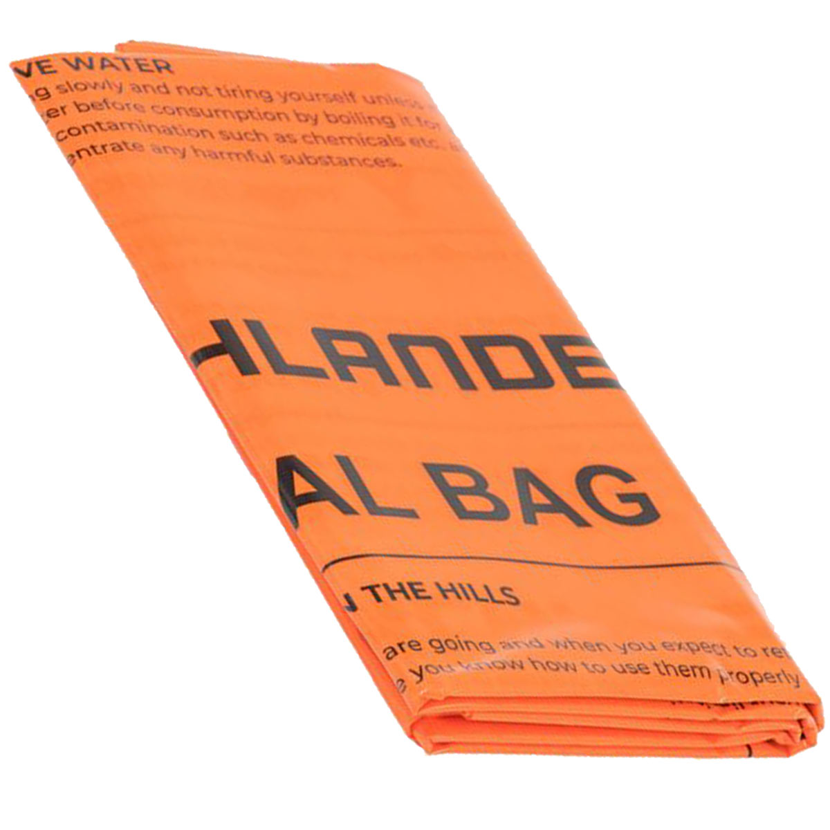 emergency survival bag highlander orange folded
