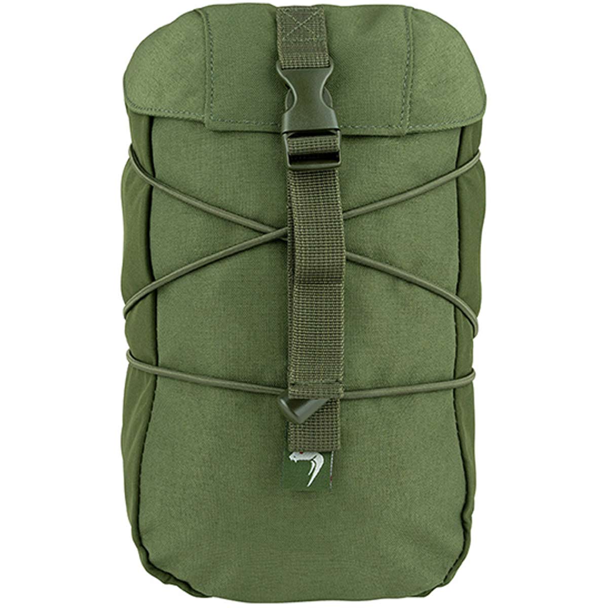 front view of green viper stuffa pouch