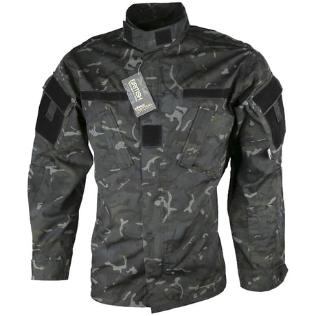 front view of kombat tactical acu assault shirt btp black