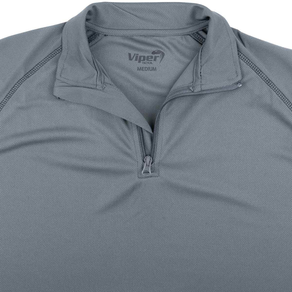 grey quick dry viper mesh tech armour top collar zip