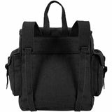 rear of canvas webbing backpack black